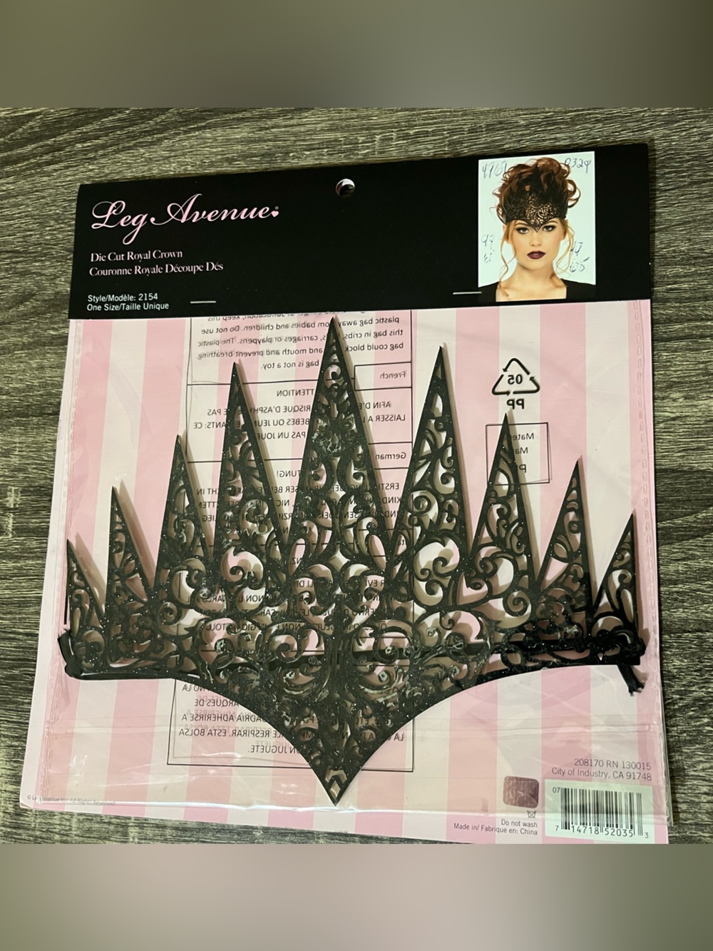 Leg Avenue Black Die Cut Royal Crown - Elegant Gothic Headpiece